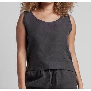 Parachute Tank – Coal Gray Linen Sleeveless Relaxed Fit Cropped Size Small